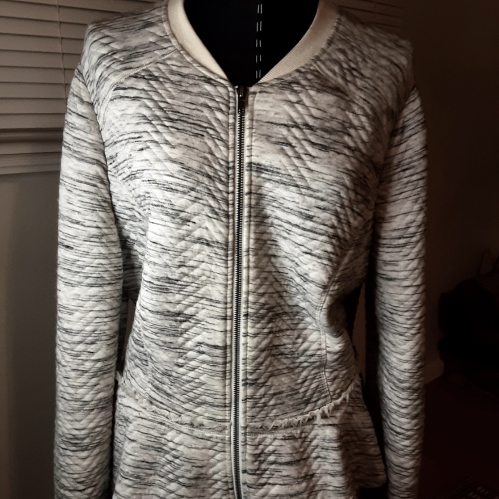 Grey & Cream peplum bomber jacket